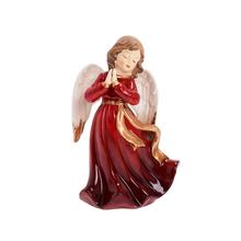 Dekoračný anjel s červeným rúchom a bielymi krídlami.