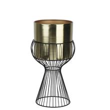 Kvetináč obal so stojanom, zlatý a čierny