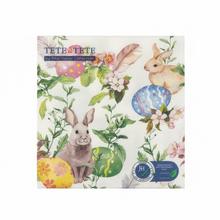 Servítky BOHO EASTER s motívom veľkonočných zajacov a vajíčok.