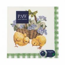 Servítky s kuriatkami a košíkom, 33x33 cm, 20 ks, 3 vrstvy.