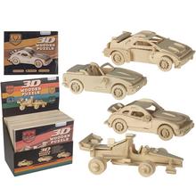 Drevené 3D puzzle z prírodného dreva, Autá,