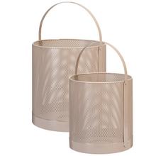 Kovový lampáš v krémovej farbe, sada 2 kusy.