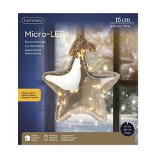 LED hviezda na baterky s priemerom 20 cm a hĺbkou 6,5 cm.