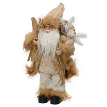 Vianočný dekoratívny Santa Claus s bielou bradou a hnedým oblečením.