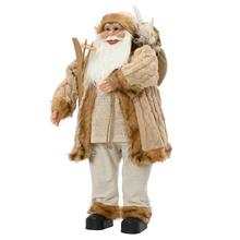 Vianočný Santa Claus s bielou bradou a hnedým kabátom.